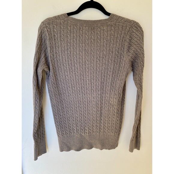 Eddie Bauer Grey V Neck Sweater Womens Medium Cable Knit Preppy Y2K Twilight Vtg - Picture 2 of 8